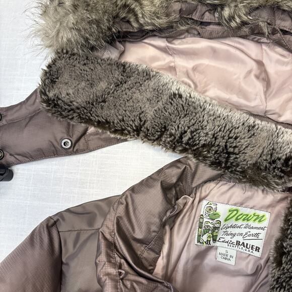 Retro Y2K Premium Heritage Revival Eddie Bauer Faux Fur Hood Down Puffer Jacket - Picture 16 of 16
